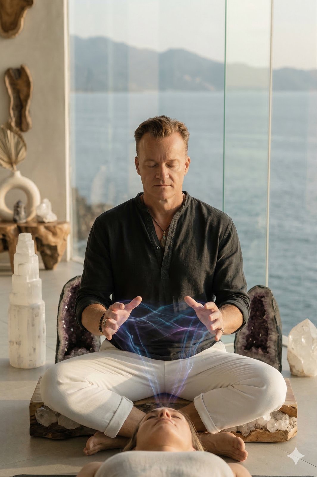 Matt Brower conducting an energy healing session